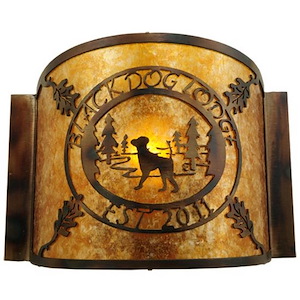 Personalized Black Dog Lodge - 1 Light Wall Sconce-9.25 Inches Tall and 12 Inches Wide - 1351144