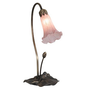 Pink Pond Lily - 1 Light Accent Lamp-16 Inches Tall and 6.5 Inches Wide