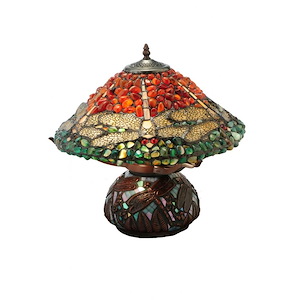 16.5 Inch H Dragonfly Polished Agata Table Lamp