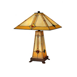 23 Inch H Diamond Mission Lighted Base Table Lamp - 993066