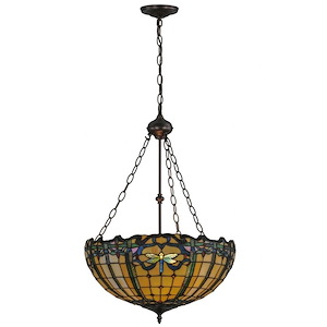 20 Inch W Dragonfly Trellis Inverted Pendant - 445063