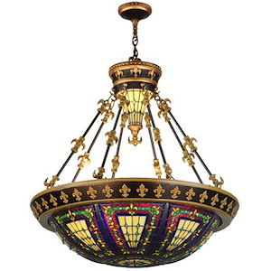 Fleur-de-lis - 3 Light Inverted Pendant-34 Inches Tall and 28 Inches Wide - 1351377