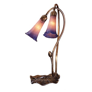 Pink/Blue Pond Lily - 2 Light Accent Lamp - 74769