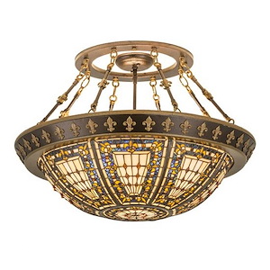 Fleur-de-lis - 4 Light Semi-Flush Mount-20 Inches Tall and 28 Inches Wide - 1351498