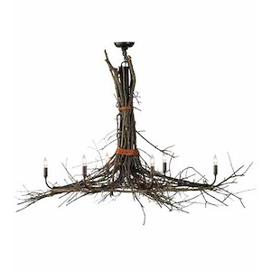 Twigs - 6 Light Oblong Chandelier -38 Inches Tall and 36 Inches Wide - 1351513