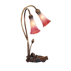 Pink/White Pond Lily - 2 Light Accent Lamp - 74772