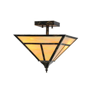 T Mission - 2 Light Square Flush Mount-12.75 Inches Tall and 18.5 Inches Wide - 1351573