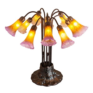 Amber/Purple Pond Lily - 10 Light Table Lamp - 74779