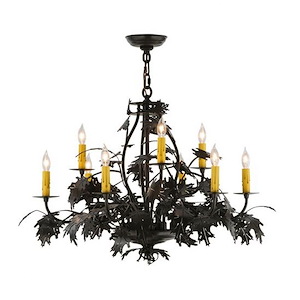 Oak Leaf & Acorn - 9 Light Chandelier-27 Inches Tall and 32 Inches Wide - 1351826