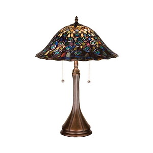 Tiffany Peacock Feather - 22 Inch 2 Light Table Lamp