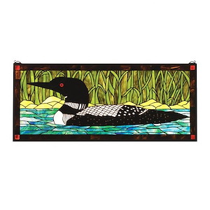 Loon - 40 X 17 Inch Stained Glass Window - 74781