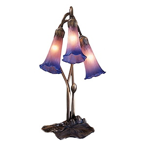 Pink/Blue Pond Lily - 3 Light Accent Lamp - 74786