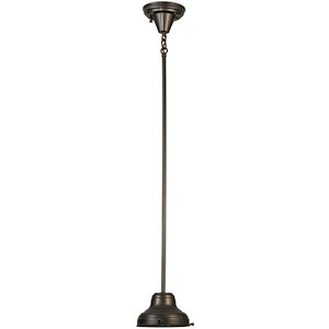 6 Inch W Revival Schoolhouse Craftsman Brown on Brass Pendant Hardware - 829182