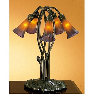 Amber/Purple Pond Lily - 5 Light Accent Lamp