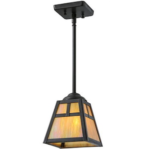 T Mission - 1 Light Square Mini Pendant-19 Inches Tall and 8.5 Inches Wide - 1352424