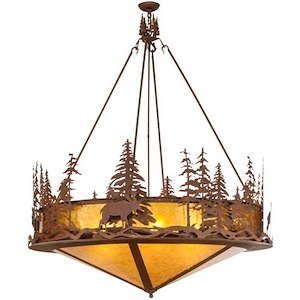 Moose at Dusk - 6 Light Inverted Pendant-67 Inches Tall and 54 Inches Wide - 1352545