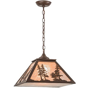 Tall Pines - 1 Light Square Pendant-15 Inches Tall and 22 Inches Wide - 1352886