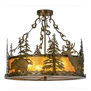 Wildlife at Dusk - 4 Light Semi-Flush Mount-21 Inches Tall and 24 Inches Wide - 1352979