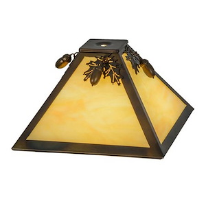 Oak Leaf & Acorn - Square Glass Shade-6.5 Inches Tall and 15.5 Inches Wide - 1353000