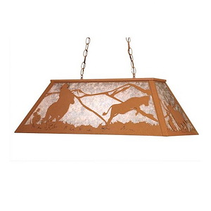 Cowboy & Steer - 6 Light Oblong Pendant-18 Inches Tall and 17 Inches Wide - 1353005