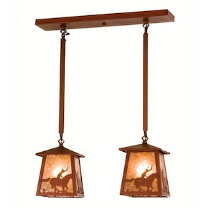 Cowboy & Steer - 2 Light Island Pendant-30.5 Inches Tall and 7.25 Inches Wide - 1353010