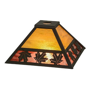 Maple Leaf - Square Glass Shade-7 Inches Tall and 18.5 Inches Wide - 1353042