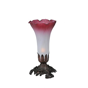 Pink/White Pond Lily - 8 Inch 1 Light Accent Lamp - 74825