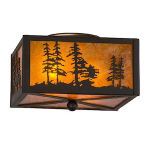 Tall Pines - 2 Light Square Flush Mount-6.5 Inches Tall and 14.5 Inches Wide - 1353187