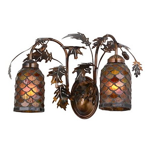 Oak Leaf & Acorn - 2 Light Wall Sconce-11 Inches Tall and 20 Inches Wide - 1353198