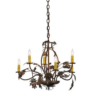 Oak Leaf & Acorn - 6 Light Chandelier-24 Inches Tall and 28 Inches Wide - 1353330