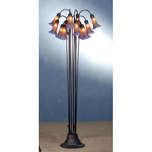 Amber/Purple Pond Lily - 12 Light Floor Lamp