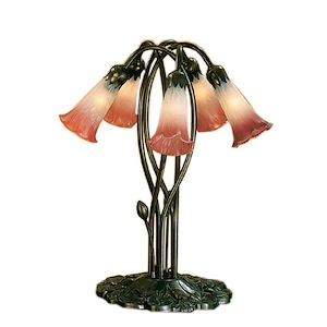 Pink/White Pond Lily - 5 Light Accent Lamp