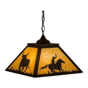 Cowboy & Steer - 2 Light Pendant-14 Inches Tall and 22.5 Inches Wide - 1353723