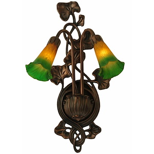 Amber/Green Pond Lily - 2 Light Wall Sconce