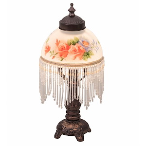 Rose Bouquet - 13 Inch One Light Fringed Mini Table Lamp
