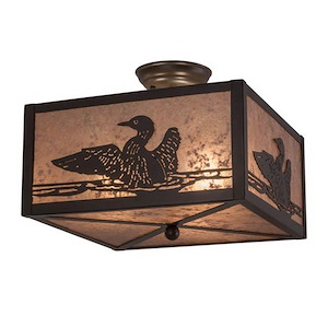 Loon - 3 Light Square Flush Mount-11 Inches Tall and 20 Inches Wide - 1353990