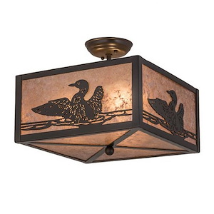 Loon - 3 Light Square Flush Mount-12 Inches Tall and 20 Inches Wide - 1353991