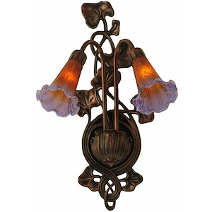 Amber/Purple Pond Lily - 2 Light Wall Sconce