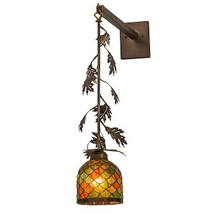 Oak Leaf & Acorn - 1 Light Hanging Wall Sconce-28.5 Inches Tall and 6 Inches Wide - 1354068