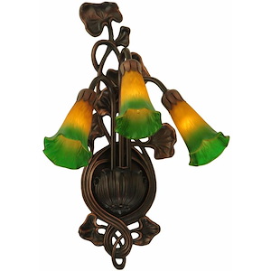 Amber/Green Pond Lily - 3 Light Wall Sconce - 823979