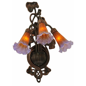 Amber/Purple Pond Lily - 3 Light Wall Sconce - 823983