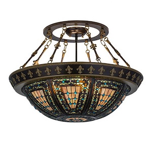 Fleur-de-lis - 4 Light Semi-Flush Mount-20 Inches Tall and 28 Inches Wide - 1354581