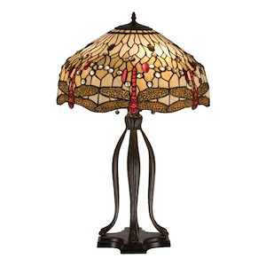 Tiffany Hanginghead Dragonfly - 30.5 Inch 3 Light Table Lamp