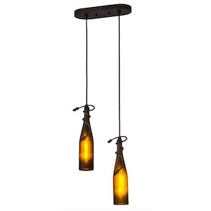 Tuscan Vineyard - 2 Light Wine Bottle Island Pendant-15 Inches Tall and 5 Inches Wide - 1354693