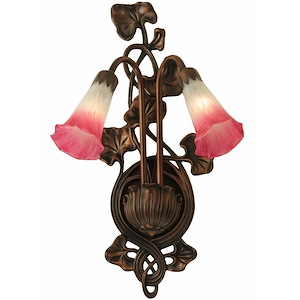 Pink/White Pond Lily - 2 Light Wall Sconce - 74876