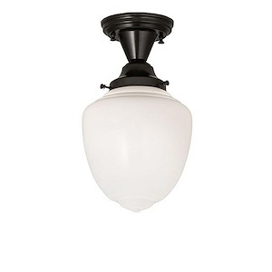 Revival Schoolhouse - 1 Light Semi-Flush Mount-14 Inches Tall and 8 Inches Wide
