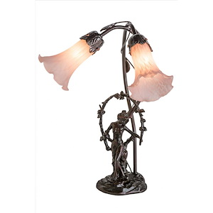 17 Inch H Trellis Girl Lily Pink 2 LT Accent Lamp - 992885