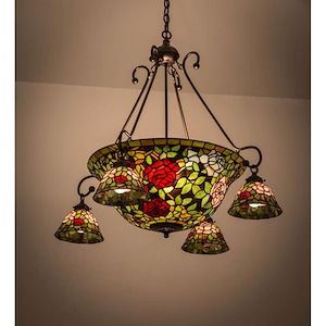 Tiffany Rosebush - 4 Light Chandelier-37 Inches Tall and 36 Inches Wide - 1355095