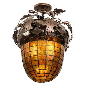 Oak Leaf & Acorn - 2 Light Flush Mount-18 Inches Tall and 15 Inches Wide - 1355176
