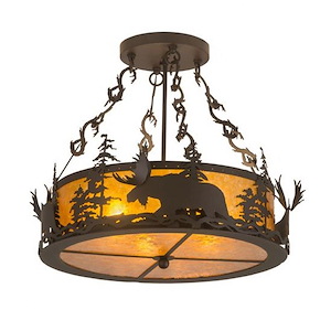 Moose at Dusk - 4 Light Semi-Flush Mount-20 Inches Tall and 24 Inches Wide - 1355339